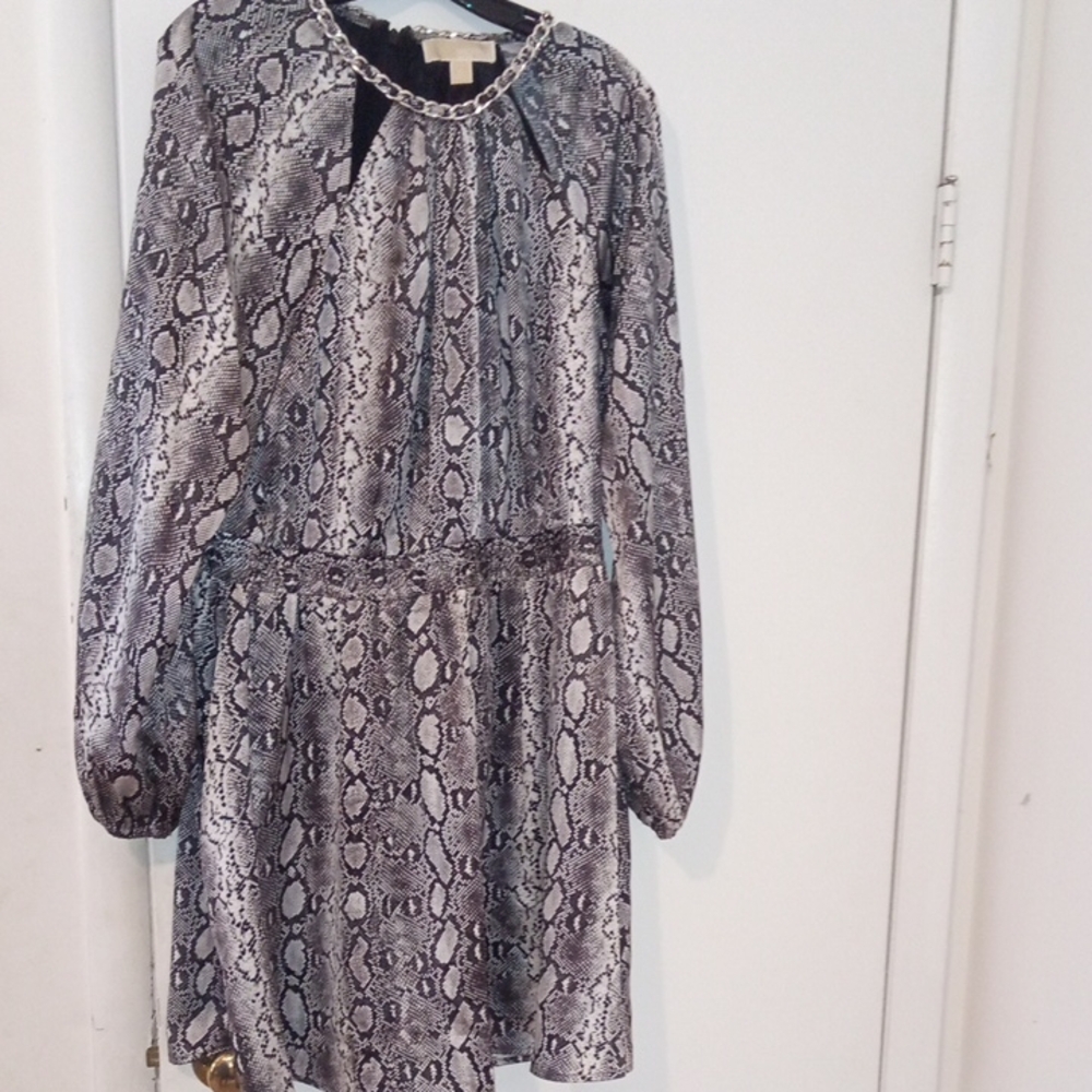 Michael Kors Black and Gray Chain Detail Dress